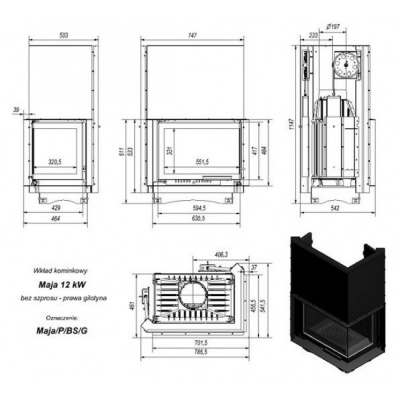 Каминная топка Kratki Maja P BS G (угловое стекло справа,гильотина) Каминная топка Kratki Maja P BS G (угловое стекло справа,гильотина)