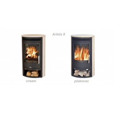 Печь-камин ABX Arktis 8 (черная сталь, мокка крем с верхней плитой)