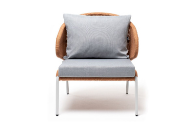 Кресло 4SIS Милан, каркас светло-серый муар, роуп оранжевый меланж, ткань светло-серая Кресло 4SIS Милан, каркас светло-серый муар, роуп оранжевый меланж, ткань светло-серая