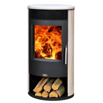 Печь-камин ABX Tartu 5 (черная сталь, мокка крем с верхней плитой)