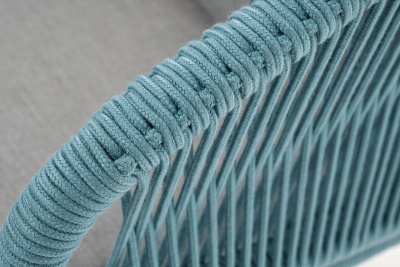 Диван 4SIS Милан 2-местный плетеный, каркас светло-серый муар, роуп бирюзовый, ткань светло-серая Диван 4SIS Милан 2-местный плетеный, каркас светло-серый муар, роуп бирюзовый, ткань светло-серая