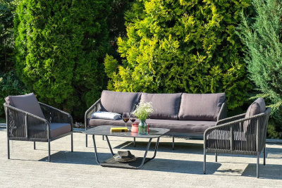 Диван 4SIS Канны трехместный из роупа Цвет: темно-серый Диван 4SIS Канны трехместный из роупа Цвет: темно-серый