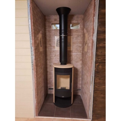 Печь-камин ABX Tartu 5 (черная сталь, бразильский песч.с верх. плитой)