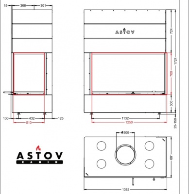 Каминная топка АСТОВ П2С 12570 Каминная топка АСТОВ П2С 12570