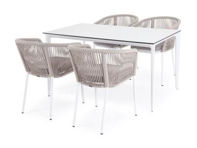 Обеденная группа 4SIS Малага 4-местная со стульями Марсель Цвет: белый, бежевый, молочный