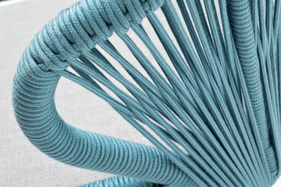 Стул 4SIS Милан из роупа, Каркас алюминий светло-серый шагрень, роуп бирюзовый круглый, ткань светло-серая Стул 4SIS Милан из роупа, Каркас алюминий светло-серый шагрень, роуп бирюзовый круглый, ткань светло-серая