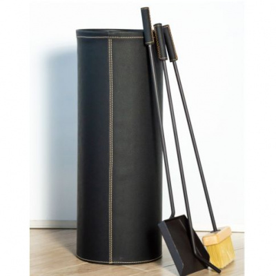 Ведро FireWood Bern с каминными принадлежностями, эко-кожа
