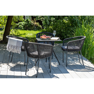 Обеденная группа 4SIS Конте-М с квадратным столом Цвет: серый гранит