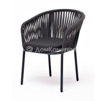 Стул из роупа 4SIS (колос), каркас алюминий темно-серый (RAL7024) муар, роуп серый, ткань темно-серая 027