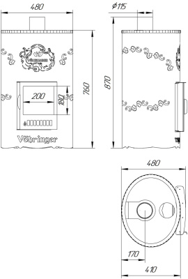 Дровяная печь Ферингер Уют-18 ПФ в кожухе (Дубы), до 18 м³ Дровяная печь Ферингер Уют-18 ПФ в кожухе (Дубы), до 18 м³