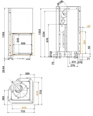Каминная топка Brunner Eck-Kamine EK 57/52/52 с подъемом  Каминная топка Brunner Eck-Kamine EK 57/52/52 с подъемом