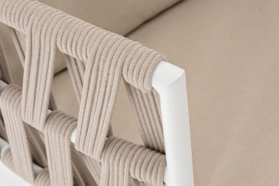 Кресло 4SIS Диего Каркас белый муар, роуп бежевый круглый, ткань бежевая 035 Кресло 4SIS Диего Каркас белый муар, роуп бежевый круглый, ткань бежевая 035