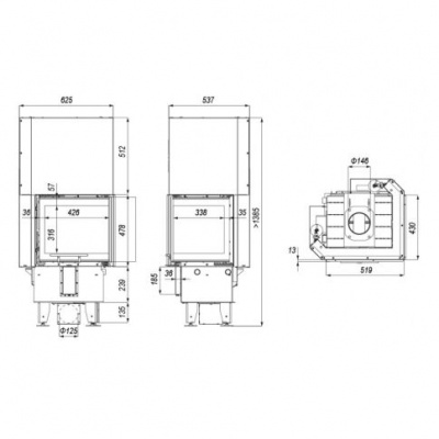 Топка Defro Home Intra XSM BP MINI G, 8 кВт, 519/478/430мм, гильотина Топка Defro Home Intra XSM BP MINI G, 8 кВт, 519/478/430мм, гильотина