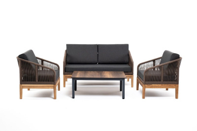 Лаунж-зона 4SIS Канны 4-местная из роупа со столиком Канны Цвет: дуб, коричневый Лаунж-зона 4SIS Канны 4-местная из роупа со столиком Канны Цвет: дуб, коричневый