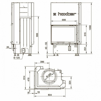 Каминная топка Hoxter ECKA 67/45/51 R/L Каминная топка Hoxter ECKA 67/45/51 R/L