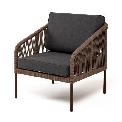 Кресло 4SIS Канны из роупа Цвет: коричневый RAL8016, коричневый, темно-серый Кресло 4SIS Канны из роупа Цвет: коричневый RAL8016, коричневый, темно-серый