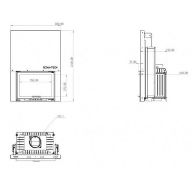 Каминная топка Echa Tech Font/700/G 14 кВт, гильотина Каминная топка Echa Tech Font/700/G 14 кВт, гильотина