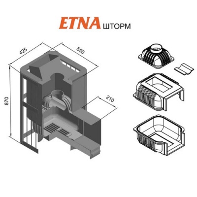 Печь для бани чугунная ETNA Магма 18 (Панорама) Печь для бани чугунная ETNA Магма 18 (Панорама)