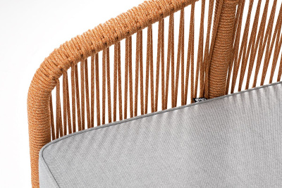 Диван 4SIS Канны 2-местный из роупа, каркас белый шагрень, роуп оранжевый меланж, ткань светло-серая