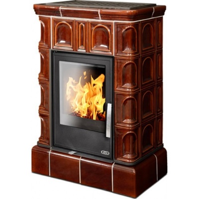 Печь-камин ABX BRITANIA KI, с кафельным цоколем, с теплообменником, с допуском воздуха (коричневый)