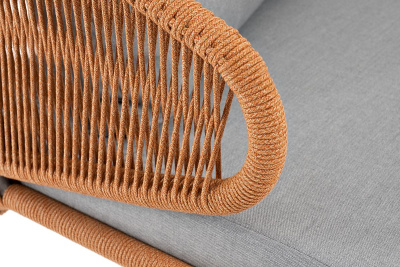 Диван 4SIS Милан 2-местный плетеный, каркас алюминий светло-серый муар, роуп оранжевый меланж, ткань светло-серая Диван 4SIS Милан 2-местный плетеный, каркас алюминий светло-серый муар, роуп оранжевый меланж, ткань светло-серая