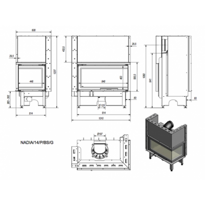 Каминная топка Kratki NADIA 14 P BS G Каминная топка Kratki NADIA 14 P BS G