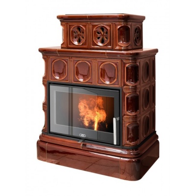 Печь-камин ABX KARELIE EXclusive, с кафельным цоколем (коричневый) Печь-камин ABX KARELIE EXclusive, с кафельным цоколем (коричневый)