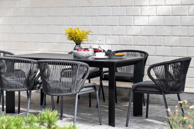 Обеденный стол 4SIS Венето 160, Цвет: серый гранит, черный Обеденный стол 4SIS Венето 160, Цвет: серый гранит, черный