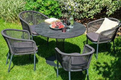 Обеденная группа 4SIS Диего 4-местная из роупа со стульями Марсель Цвет: серый гранит, серый Обеденная группа 4SIS Диего 4-местная из роупа со стульями Марсель Цвет: серый гранит, серый