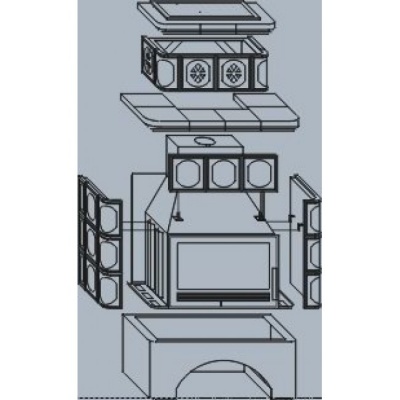Печь-камин ABX KARELIE, с теплообменником (коричневый)