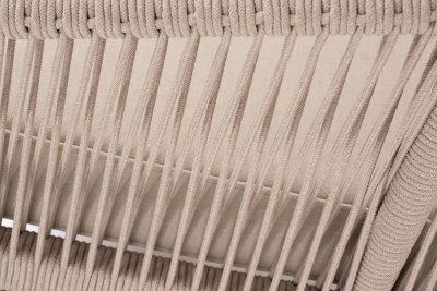 Левый модуль 4SIS Канны из роупа, основание дуб, роуп бежевый круглый, ткань бежевая 052