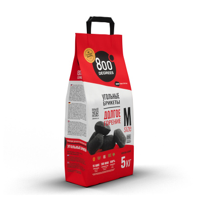 Угольные брикеты 800 DEGREES EXTRA LONG HEAT, 5 КГ