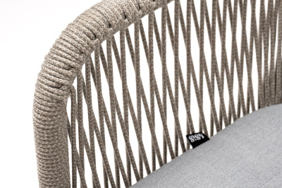 Стул из роупа 4SIS Лион каркас из стали белый муар, роуп светло-серый меланж, ткань светло-серая