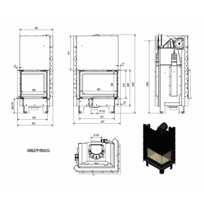 Каминная топка Kratki MBZ P BS G Каминная топка Kratki MBZ P BS G