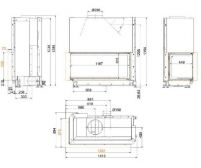 Каминная топка Brunner Architecture AK Eck 53/121/50 LR Каминная топка Brunner Architecture AK Eck 53/121/50 LR