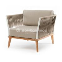 Кресло 4SIS Касабланка, основание дуб, каркас светло-серый муар, роуп серо-коричневый, ткань бежевая 052