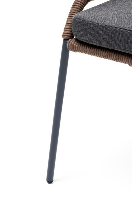 Стул 4SIS Милан из роупа, каркас алюминий серый муар, роуп коричневый, ткань темно-серая 027 Стул 4SIS Милан из роупа, каркас алюминий серый муар, роуп коричневый, ткань темно-серая 027