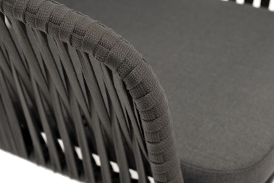 Стул из роупа 4SIS Бордо, каркас алюминий темно-серый (RAL7024) муар, роуп серый, ткань темно-серая 019