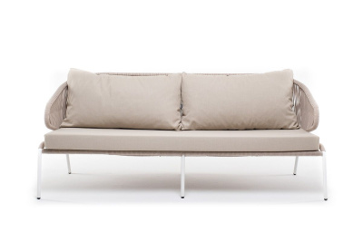 Диван 4SIS Милан 3-местный плетеный из роупа Цвет: белый, бежевый Диван 4SIS Милан 3-местный плетеный из роупа Цвет: белый, бежевый