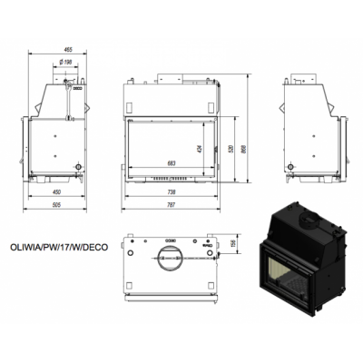 Каминная топка Kratki OLIWIA PW 17 W DECO Каминная топка Kratki OLIWIA PW 17 W DECO