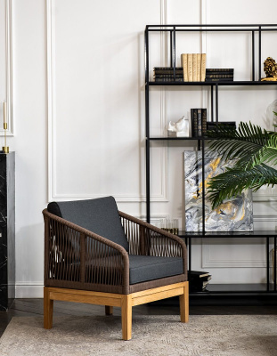 Лаунж-зона 4SIS Канны 4-местная из роупа со столиком Канны Цвет: серый гранит, дуб, коричневый