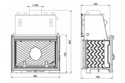 Каминная топка Kaw-Met (W 1 CO) с теплообменником