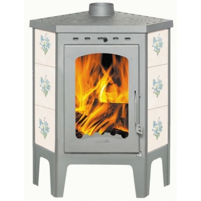 Печь-камин ЭкоКамин Бавария угловая c плитой Незабудка (PK123H)