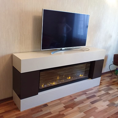 Линейный электрокамин под ТВ на заказ