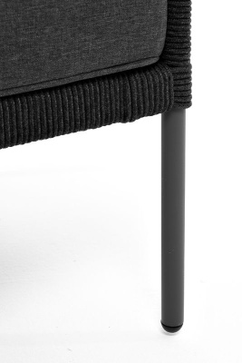 Диван 4SIS Канны 2-местный из роупа (узелки), каркас темно-серый муар, роуп темно-серый, ткань темно-серая 027