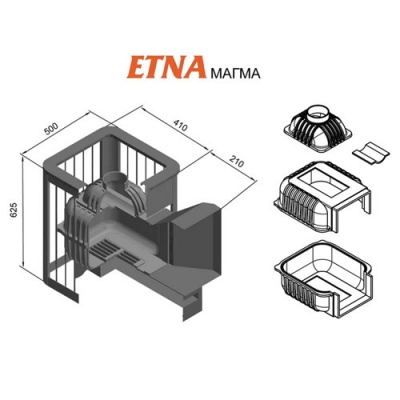 Печь для бани чугунная ETNA Магма 18 (Панорама) Печь для бани чугунная ETNA Магма 18 (Панорама)