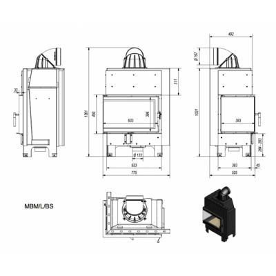 Каминная топка Kratki MBM L BS Каминная топка Kratki MBM L BS