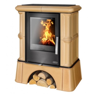 Печь-камин ABX BAVARIA KI, с кафельным цоколем, с теплообменником, с допуском воздуха (табак)