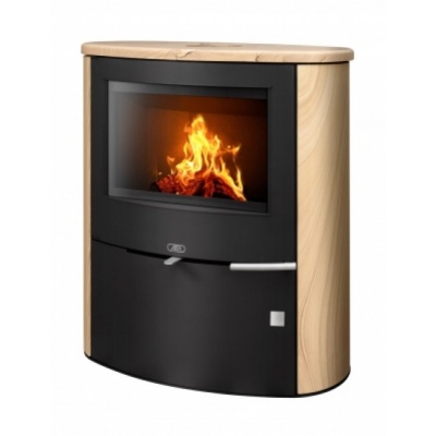 Печь-камин ABX Omaha (черная сталь, бразильский песчаник)