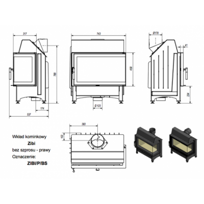 Каминная топка Kratki Zibi P BS (угловое стекло справа) Каминная топка Kratki Zibi P BS (угловое стекло справа)
